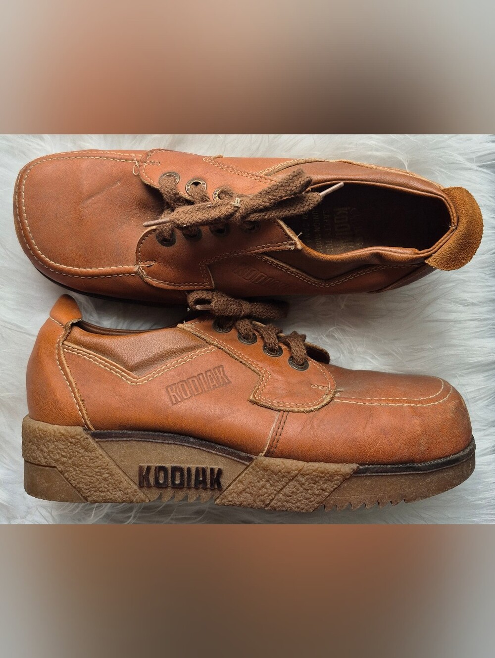Womens Vintage Kodiak Leather Safety Oxfords Size 8